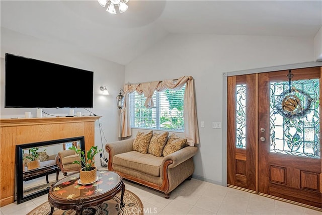 8960 Telfair Ave, Sun Valley, CA 91352 - entryway featuring lofted ceiling, light tile patterned floors, and a ceiling fan