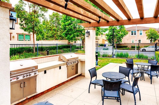 5764 Alcala Way, Riverside, CA 92505 - view of patio / terrace featuring outdoor dining area and a pergola