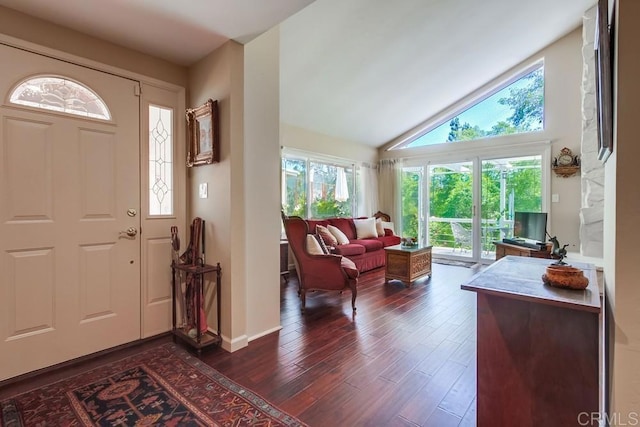 1129 La Casa, San Marcos, CA 92078 - entryway with plenty of natural light, dark wood-type flooring, and vaulted ceiling