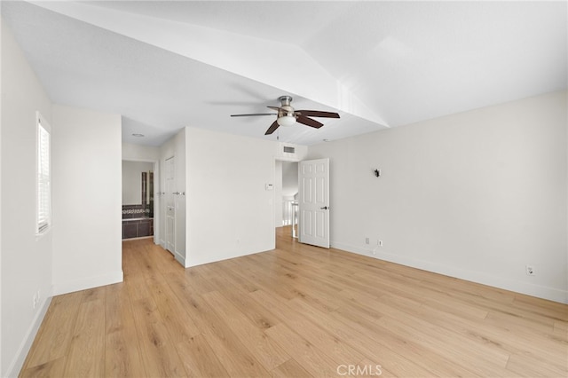 25311 Misty Rdg, Mission Viejo, CA 92692 - empty room featuring ceiling fan, light wood-style flooring, baseboards, and vaulted ceiling