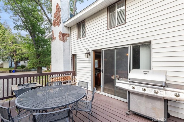 233 Glen Avon Dr, Cedar Glen, CA 92321 - wooden terrace with outdoor dining area and grilling area