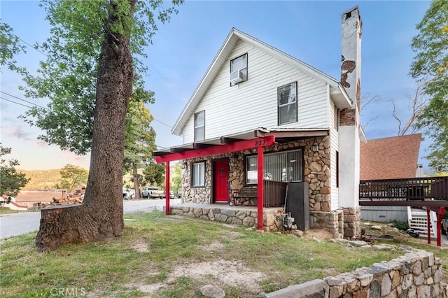 233 Glen Avon Dr, Cedar Glen, CA 92321 - view of front facade with stone siding and a chimney