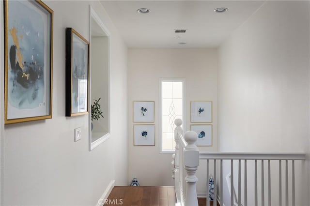 114 Via Monte Picayo, San Clemente, CA 92673 - hall with an upstairs landing, wood finished floors, and recessed lighting