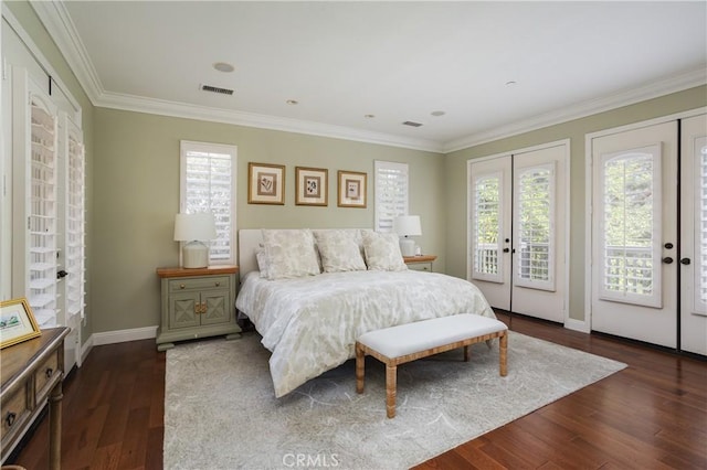 114 Via Monte Picayo, San Clemente, CA 92673 - bedroom with access to exterior, ornamental molding, multiple windows, and wood finished floors