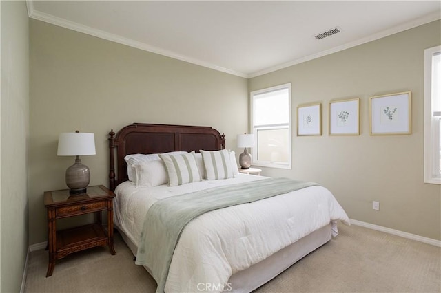 114 Via Monte Picayo, San Clemente, CA 92673 - bedroom featuring baseboards, light colored carpet, and crown molding