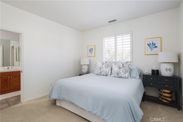 114 Via Monte Picayo, San Clemente, CA 92673 - bedroom with light carpet, a sink, and ensuite bathroom