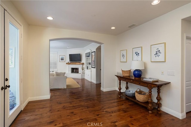 114 Via Monte Picayo, San Clemente, CA 92673 - hallway with wood finished floors, recessed lighting, and arched walkways