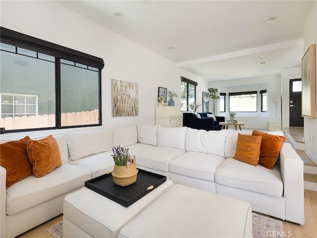 618 W Elm Ave, El Segundo, CA 90245 - living room with light wood-type flooring, baseboards, and recessed lighting