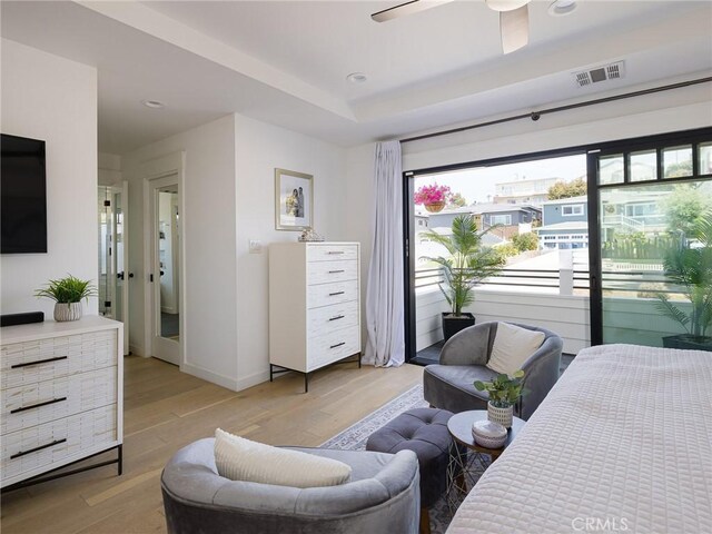 618 W Elm Ave, El Segundo, CA 90245 - bedroom with light wood finished floors, baseboards, recessed lighting, and a ceiling fan