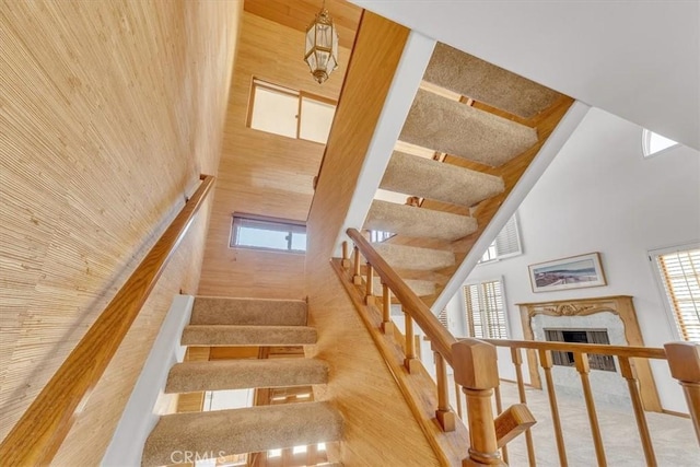 1110 Esplanade Unit 6, Redondo Beach, CA 90277 - stairs with a high ceiling and a premium fireplace