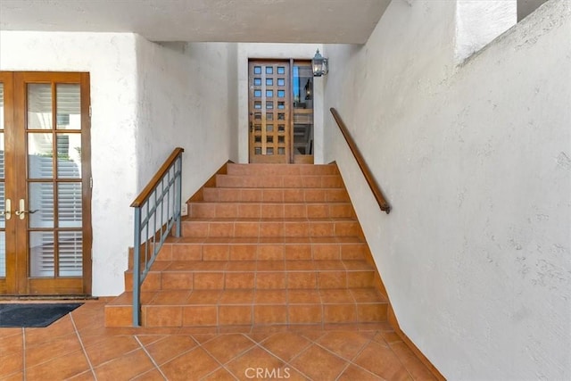 1110 Esplanade Unit 6, Redondo Beach, CA 90277 - staircase with tile patterned floors and a textured wall