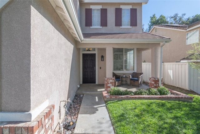 43340 Corte Barbaste, Temecula, CA 92592 - view of exterior entry with stucco siding and covered porch