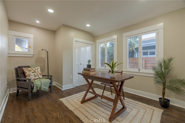 1322 N June St, Los Angeles, CA 90028 - home office with baseboards, recessed lighting, and wood finished floors