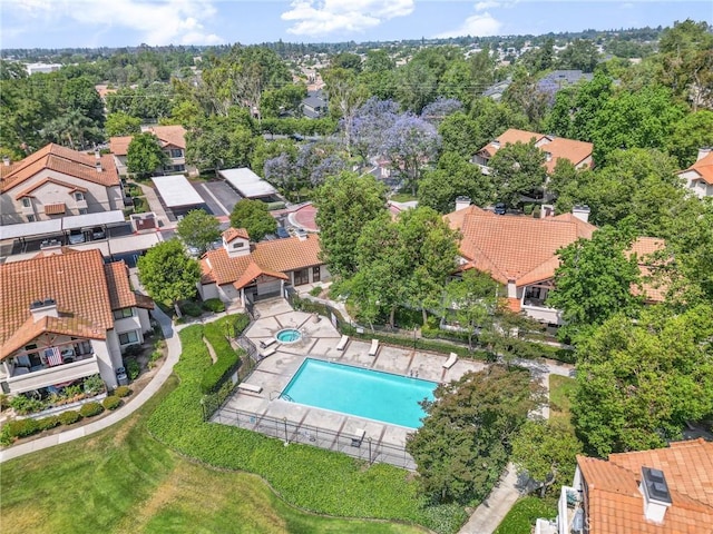 8313 Vineyard Ave # 6, Rancho Cucamonga, CA 91730 - aerial view of property's location featuring a pool and nearby suburban area