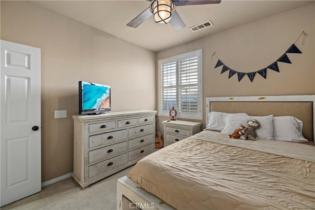 5058 Meadowsweet Dr, Palmdale, CA 93551 - bedroom featuring light carpet, baseboards, and a ceiling fan