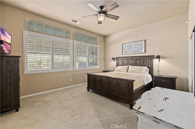 5058 Meadowsweet Dr, Palmdale, CA 93551 - bedroom featuring light carpet, baseboards, and ceiling fan