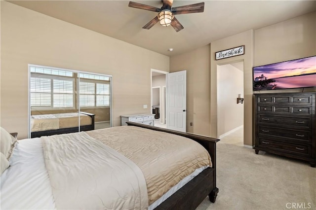 5058 Meadowsweet Dr, Palmdale, CA 93551 - bedroom with light carpet, baseboards, and ceiling fan