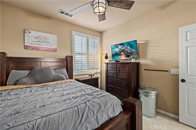 5058 Meadowsweet Dr, Palmdale, CA 93551 - bedroom with light colored carpet, a ceiling fan, and baseboards