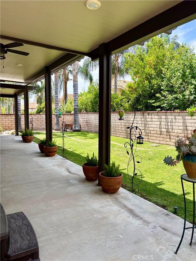 7440 Apple Blossom Ct, Highland, CA 92346 - view of patio / terrace featuring ceiling fan
