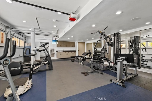 7626 E Saddlehill Trl, Orange, CA 92869 - gym with a garage and recessed lighting
