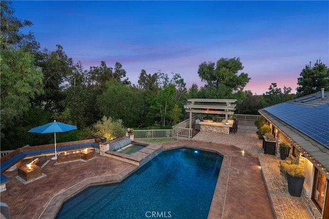 7626 E Saddlehill Trl, Orange, CA 92869 - view of pool featuring an outdoor fire pit, an in-ground hot tub, and a patio area