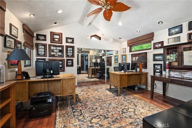 7626 E Saddlehill Trl, Orange, CA 92869 - office area featuring wood finished floors, ceiling fan, baseboards, and recessed lighting