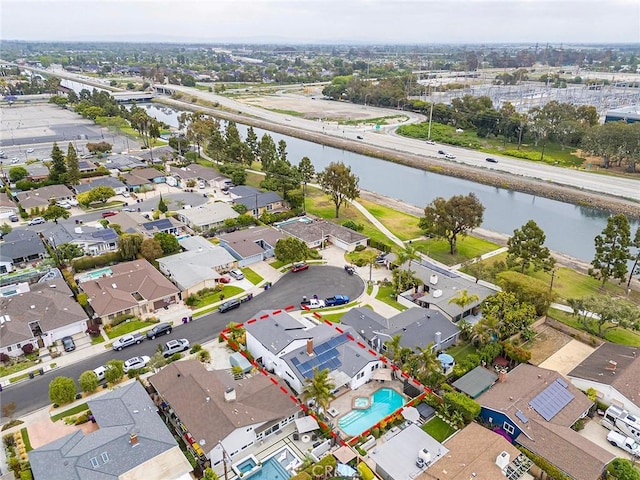 6324 E Colorado St, Long Beach, CA 90803 - aerial perspective of suburban area featuring a large body of water and property boundaries highlighted