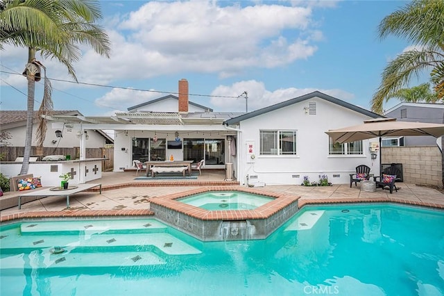 6324 E Colorado St, Long Beach, CA 90803 - view of swimming pool with a patio, a pergola, and a pool with connected hot tub