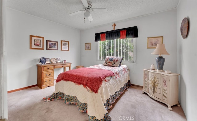 1115 Conlon Ave, La Puente, CA 91744 - bedroom with carpet, a textured ceiling, ceiling fan, and baseboards