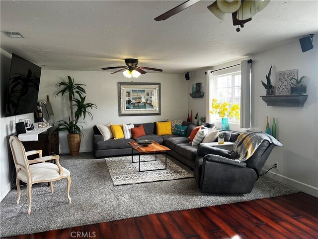 1767 W Chandeleur Dr, San Pedro, CA 90732 - living area featuring ceiling fan and wood finished floors