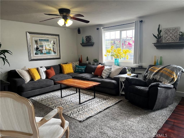 1767 W Chandeleur Dr, San Pedro, CA 90732 - living room with a ceiling fan and wood finished floors