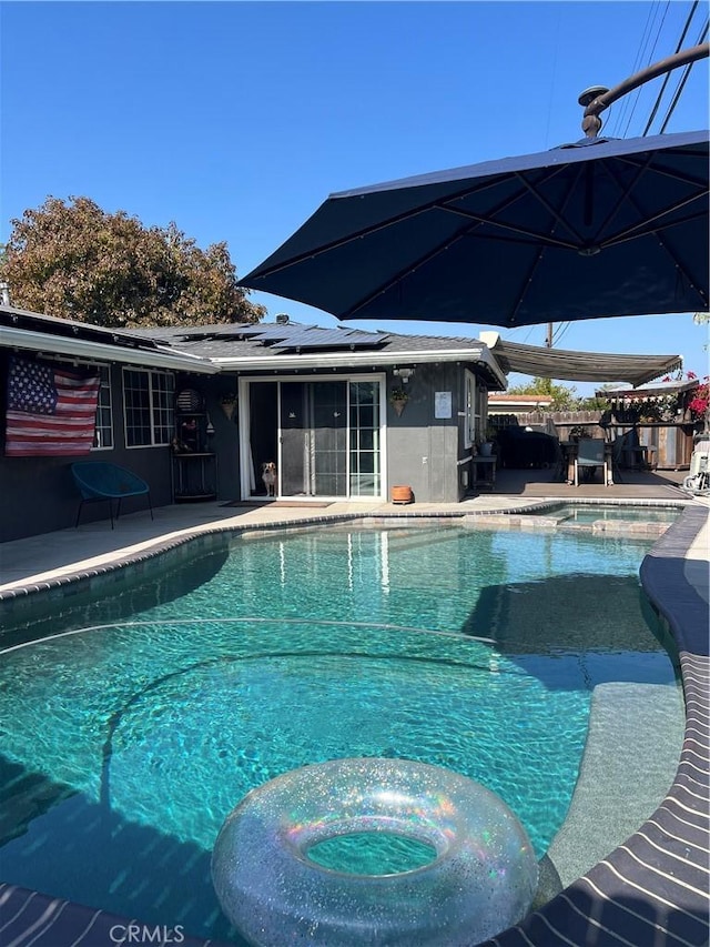 1767 W Chandeleur Dr, San Pedro, CA 90732 - view of pool with a pool with connected hot tub and a patio area