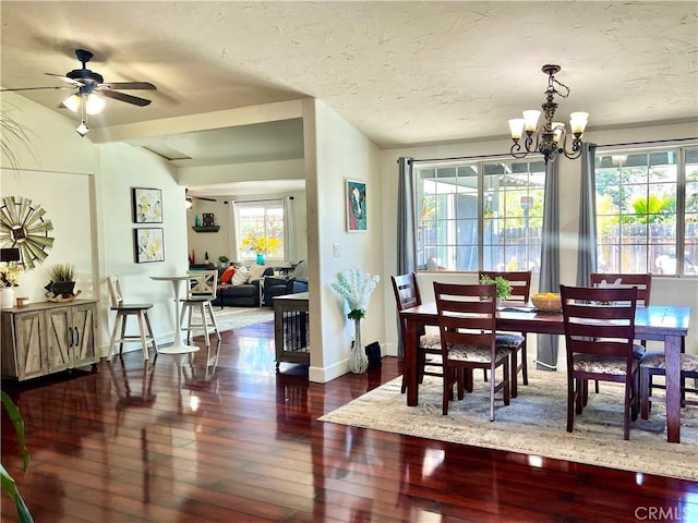 1767 W Chandeleur Dr, San Pedro, CA 90732 - dining room featuring wood finished floors, a chandelier, and a ceiling fan