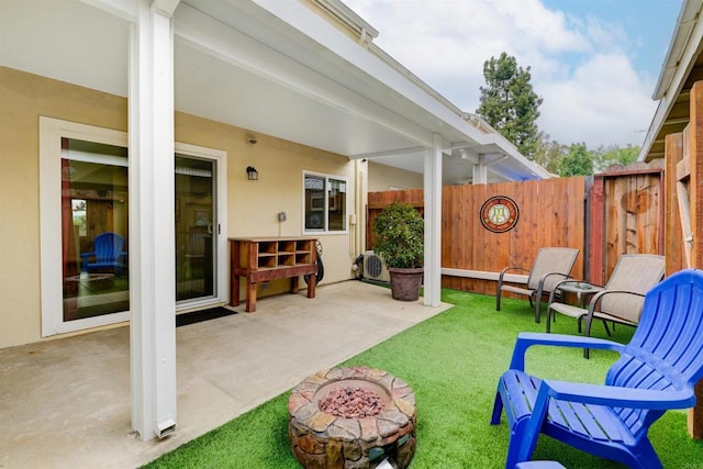 7879 Rancho Fanita Unit A, Santee, CA 92071 - view of patio with ac unit and an outdoor fire pit
