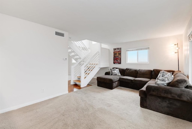 7879 Rancho Fanita Unit A, Santee, CA 92071 - carpeted living room with stairway and baseboards