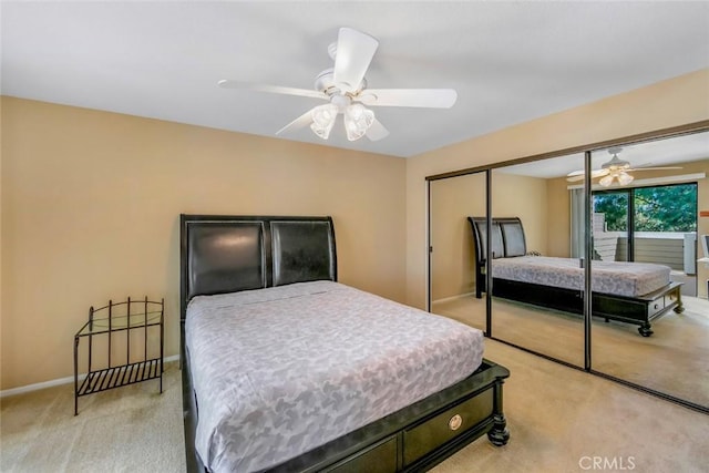 56 Coventry Ln Unit 293, Aliso Viejo, CA 92656 - bedroom featuring light colored carpet, a closet, baseboards, and ceiling fan
