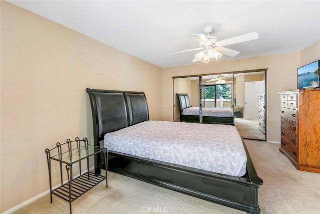 56 Coventry Ln Unit 293, Aliso Viejo, CA 92656 - bedroom featuring light carpet, a ceiling fan, and baseboards