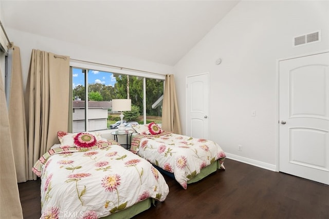 24462 Copper Cliff Ct Unit 20, Lake Forest, CA 92630 - bedroom featuring wood finished floors, baseboards, and high vaulted ceiling