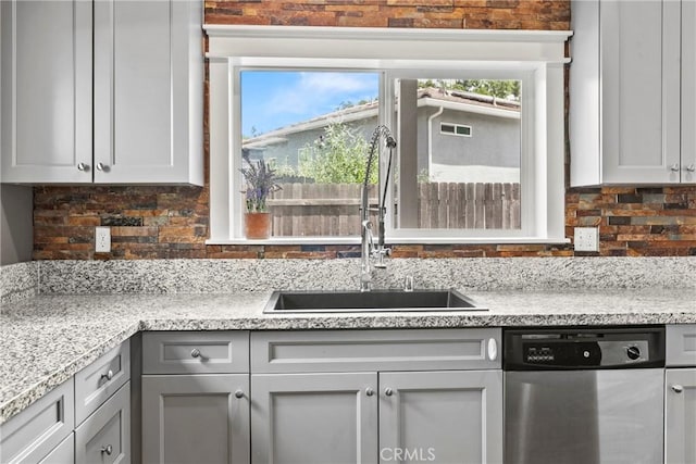 367 Lily Pad Ln, Templeton, CA 93465 - kitchen featuring dishwasher, decorative backsplash, and light stone countertops