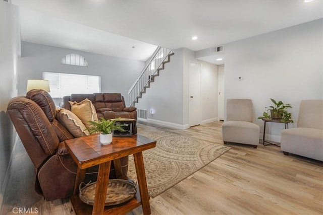 11025 Shaw St, Rancho Cucamonga, CA 91701 - living area with stairs, light wood-type flooring, and recessed lighting