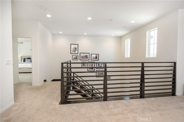 34197 Helenium St, Murrieta, CA 92563 - staircase featuring carpet floors, baseboards, and recessed lighting