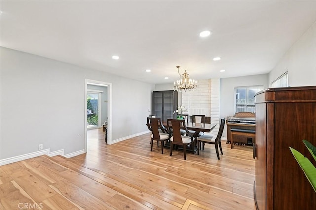 9256 Crocus Ave, Fountain Valley, CA 92708 - dining space featuring a chandelier, light wood-type flooring, and recessed lighting