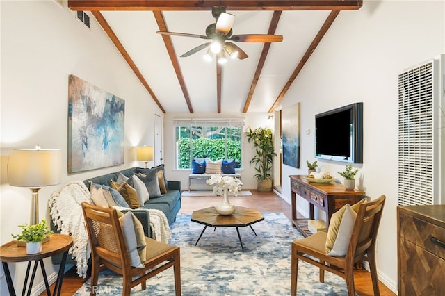 1357 Curtis Ave, Manhattan Beach, CA 90266 - living room featuring a ceiling fan, wood finished floors, and baseboards