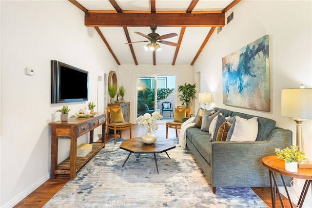 1357 Curtis Ave, Manhattan Beach, CA 90266 - living area with a ceiling fan, wood finished floors, and baseboards