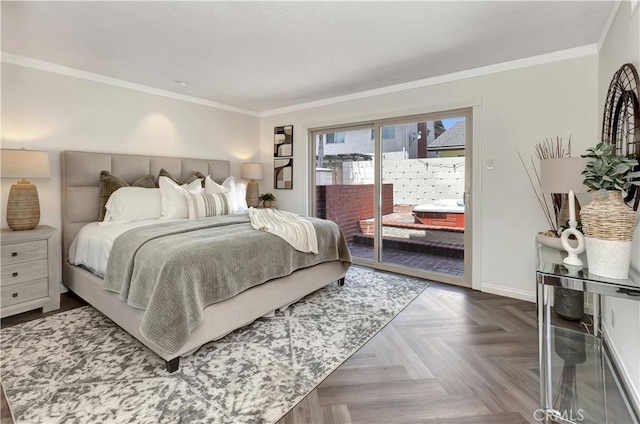 3531 Almond St, Irvine, CA 92606 - bedroom with access to exterior, crown molding, and baseboards