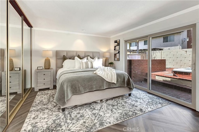 3531 Almond St, Irvine, CA 92606 - bedroom with access to outside and ornamental molding