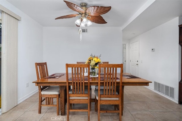 2922 Estancia, San Clemente, CA 92673 - dining room with light tile patterned flooring, a ceiling fan, and baseboards