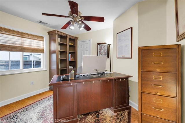 2309 E Glenoaks Blvd, Glendale, CA 91206 - office space with ceiling fan, baseboards, and light wood-style flooring