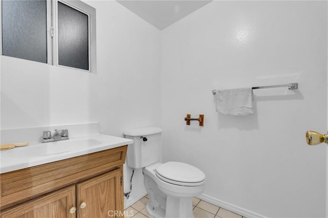 2309 E Glenoaks Blvd, Glendale, CA 91206 - half bathroom with vanity, toilet, tile patterned flooring, and baseboards