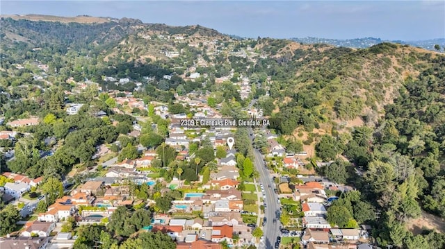 2309 E Glenoaks Blvd, Glendale, CA 91206 - aerial view of property's location featuring a mountain backdrop and nearby suburban area